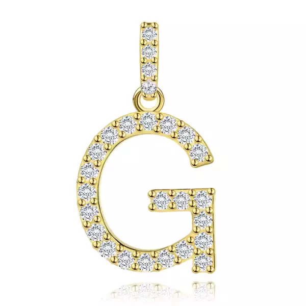 9 karátos sárga arany medál G betűvel és cirkóniával
