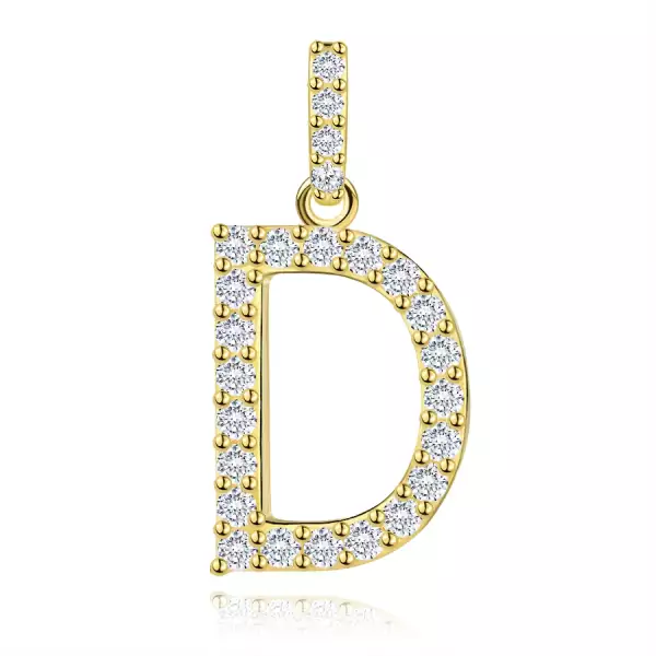 9 karátos sárga arany medál D betűvel és cirkóniával