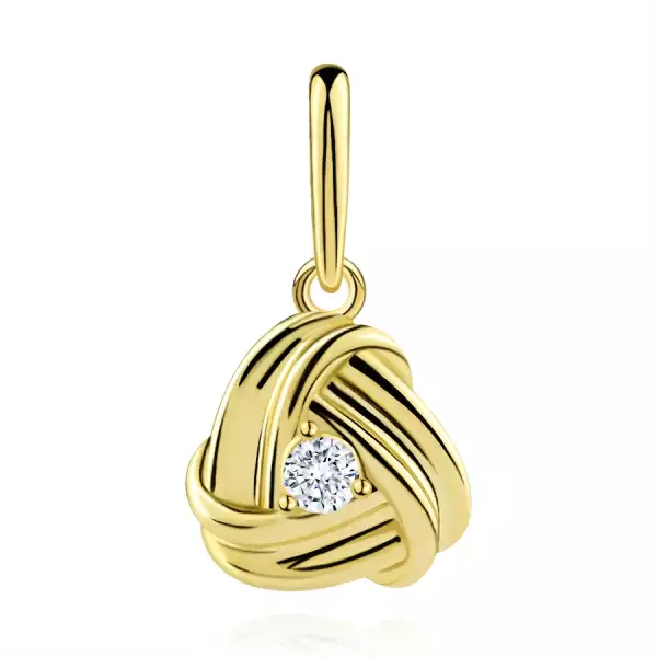 9 karátos arany medál csomó dizájnnal és átlátszó cirkóniával