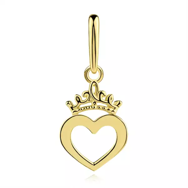 9 karátos sárga arany szív medál koronával