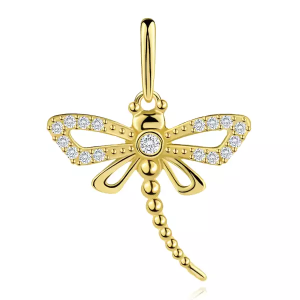 9 karátos arany szitakötő medál cirkóniával