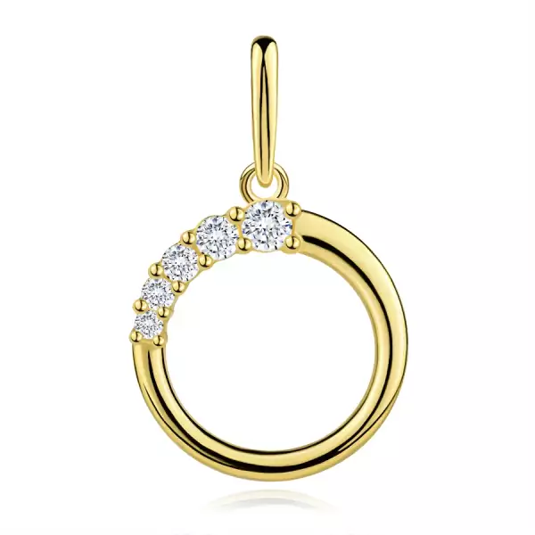 9 karátos arany medál átlátszó cirkóniával kör alakban