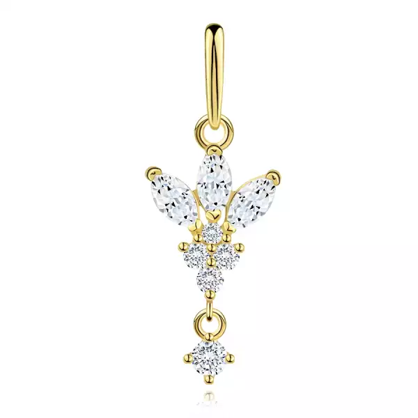 Arany medál 9 karátos virágmotívummal és átlátszó cirkóniával