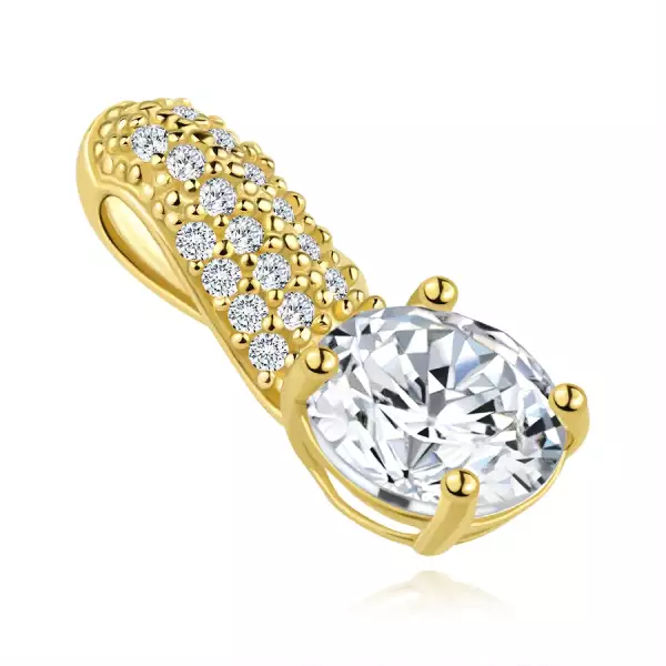 9 karátos arany medál kerek átlátszó cirkóniával és díszes láncfűző szemmel