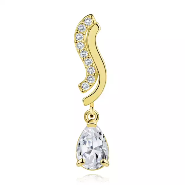 9 karátos sárga arany medál arany dupla S-vonallal és cirkónia könnycseppel