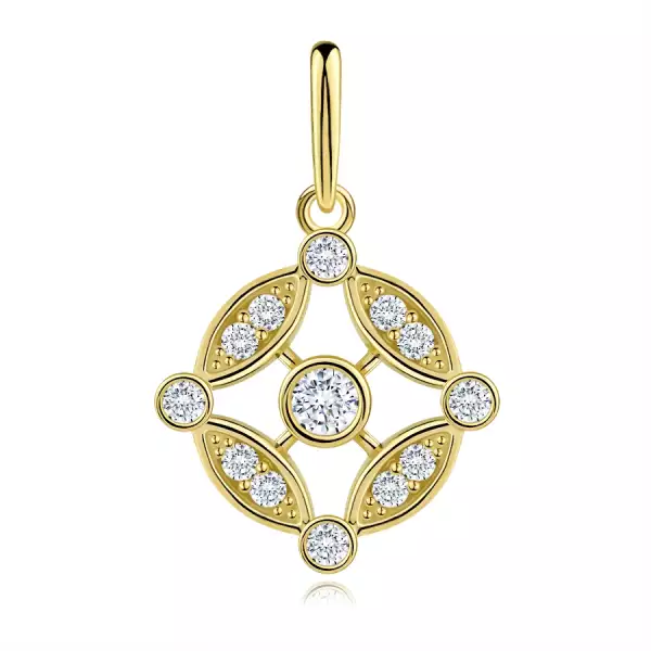 Arany medál 9 karátos gyűrű motívummal, átlátszó cirkóniákkal