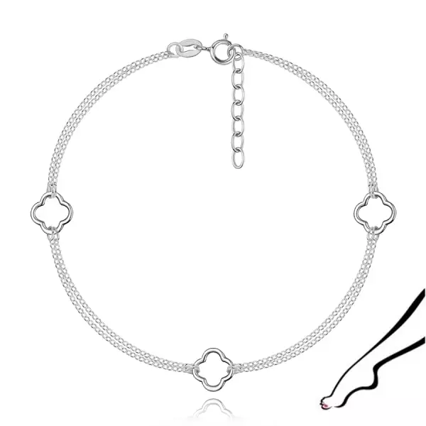 925 ezüst bokalánc négylevelű lóherékkel és dupla lánccal