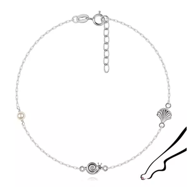 925 ezüst bokalánc kagylóval, csigával és gyönggyel
