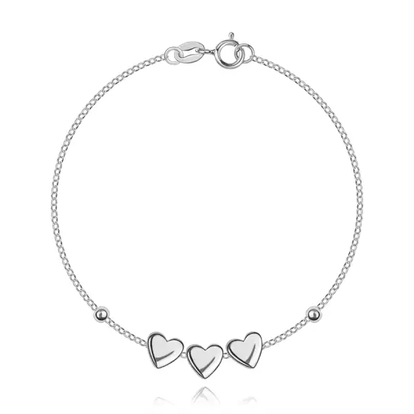925 ezüst karkötő három szívvel a láncon