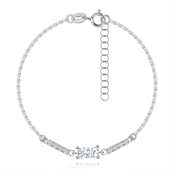 925 ezüst karkötő téglalap alakú cirkóniával és sávokkal