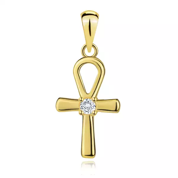 14K arany ankh kereszt medál cirkóniával