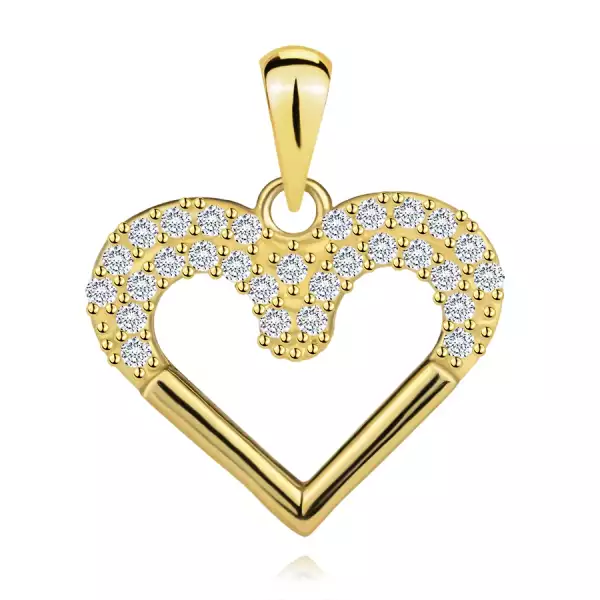 9K arany szív medál dupla soros cirkóniával