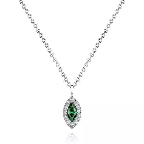 925 ezüst nyaklánc szem alakú zöld cirkóniával
