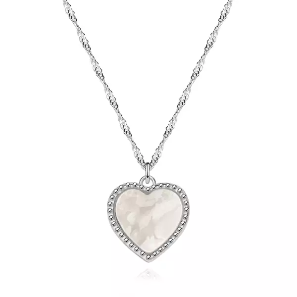 925 ezüst nyaklánc természetes tenyésztett gyöngy szívvel