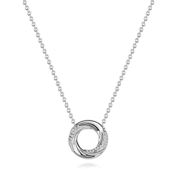 Ezüst 925 nyaklánc egymásba fonódó gyűrűvel és átlátszó cirkóniákkal