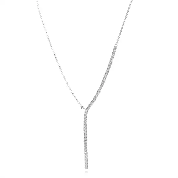 Ezüst 925 nyaklánc Y-vonalban elrendezett átlátszó cirkóniákkal