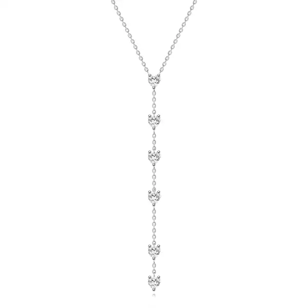 Ezüst 925 nyaklánc Y-alakban, szív alakú cirkóniával