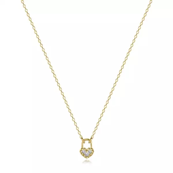 14K arany nyaklánc szív görgő motívummal és átlátszó cirkóniával