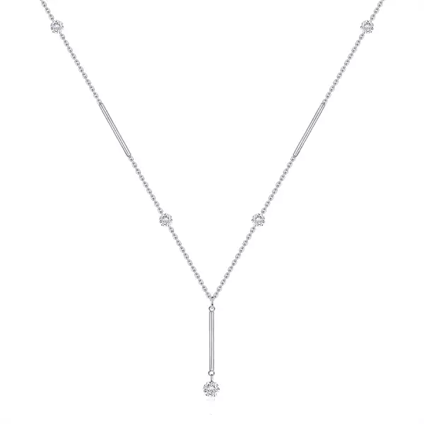Ezüst nyaklánc 925 finomságú ezüstből, átlátszó cirkóniákkal és sima pálcákkal