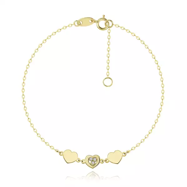 14K arany karkötő szívecskékkel és víztiszta cirkóniával