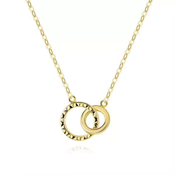 14K arany nyaklánc összekapcsolt karikákkal, gyémántvéséssel