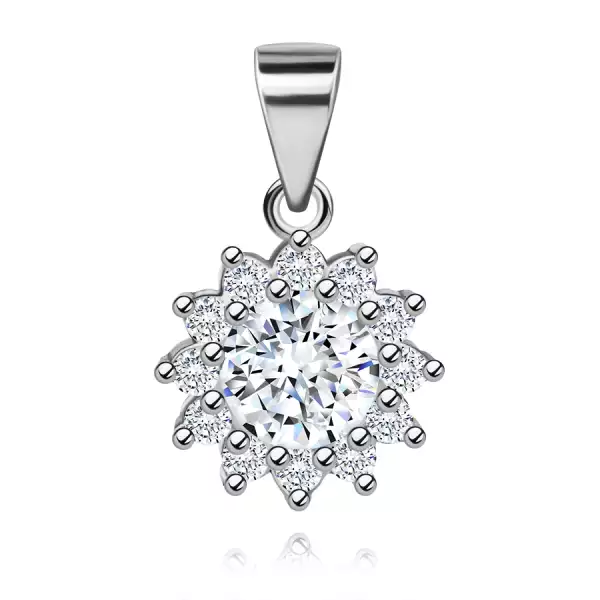 925 ezüst virág medál víztiszta cirkóniával, ródiumozott