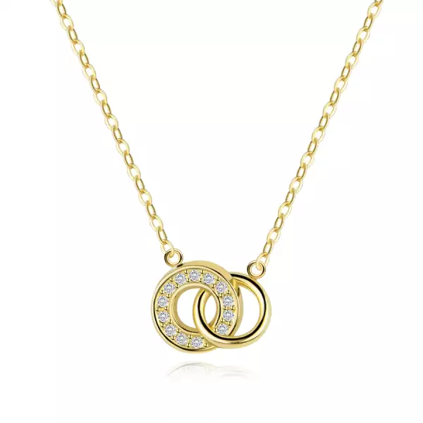 9K arany nyaklánc összekapcsolódó körökkel és cirkóniával