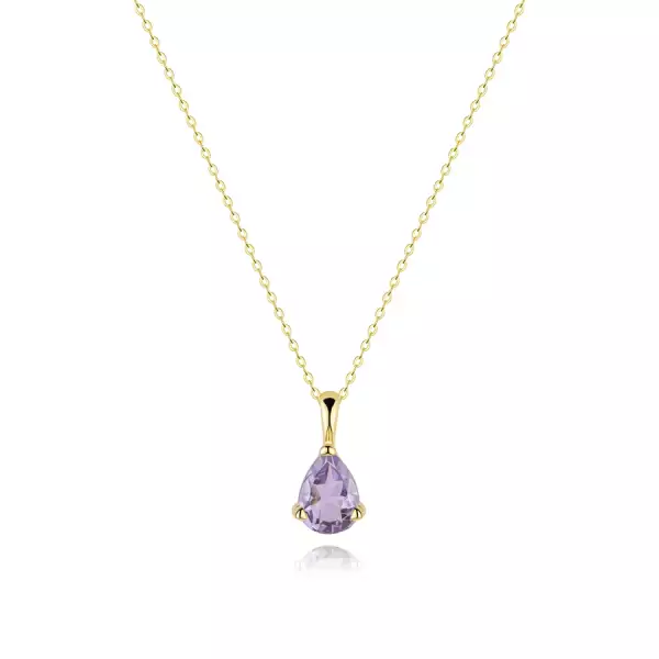 9K arany nyaklánc természetes ametisz csepp medállal