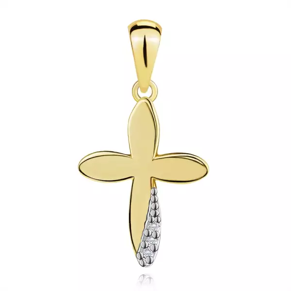 9K kombinált arany kereszt medál cirkóniákkal