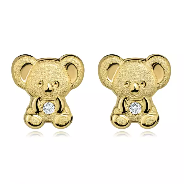 9K arany koala fülbevaló cirkóniával