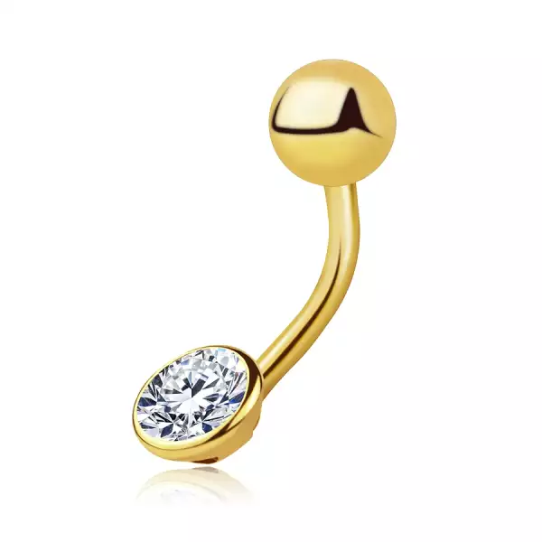 14K arany köldökpiercing cirkóniával
