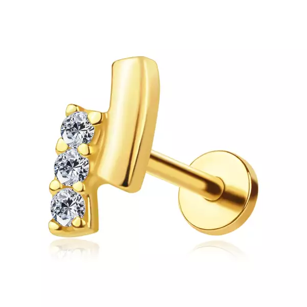 14K arany labret piercing ívekkel és cirkóniával