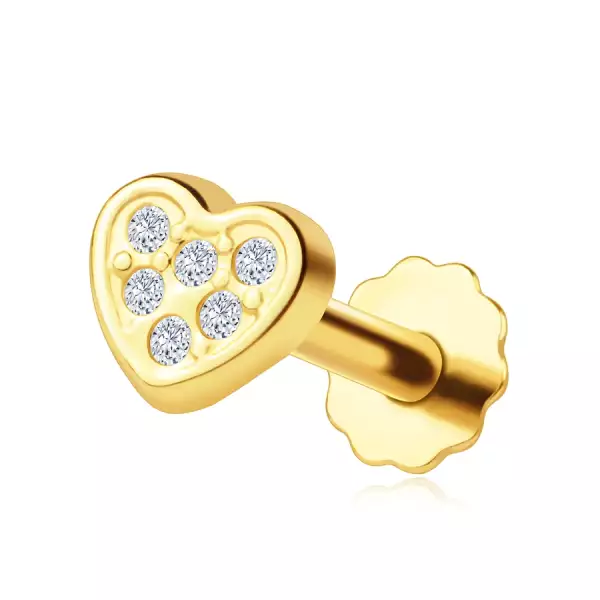 14K arany labret piercing cirkóniás szívvel