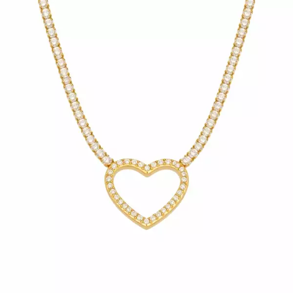 Aranyszínű nemesacél nyaklánc cirkóniás lánccal és szívvel