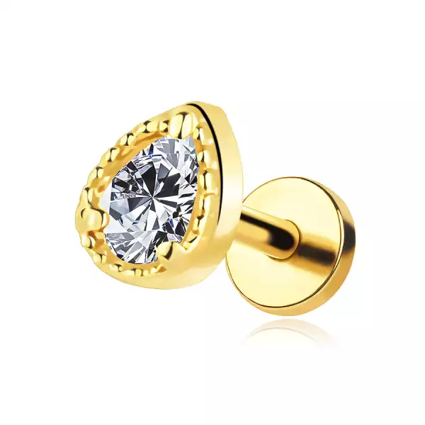 14K arany labret piercing csepp alakú cirkóniával