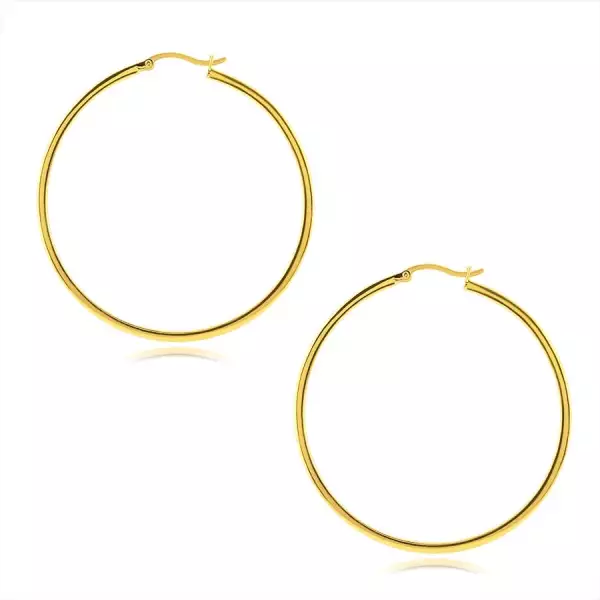 925-ös ezüst fülbevaló – nagy karika, 50 mm, 18K arannyal bevont