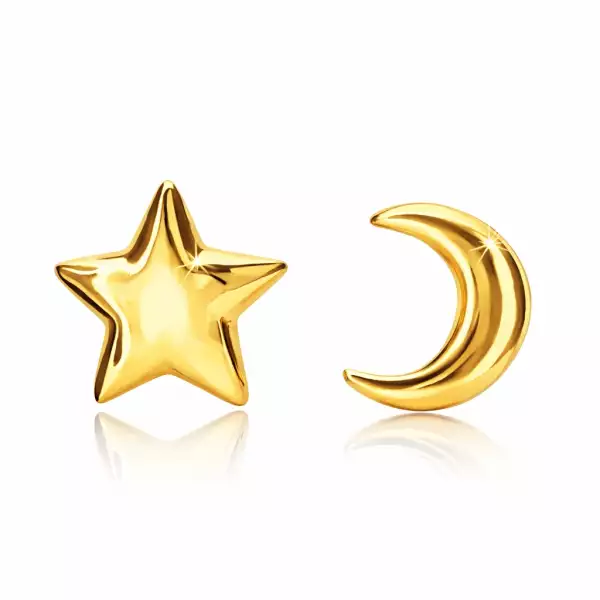 Aranyozott 925-ös ezüst fülbevaló – csillag és hold
