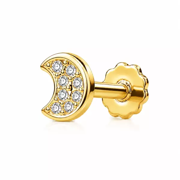 14K arany labret piercing – hold cirkóniával