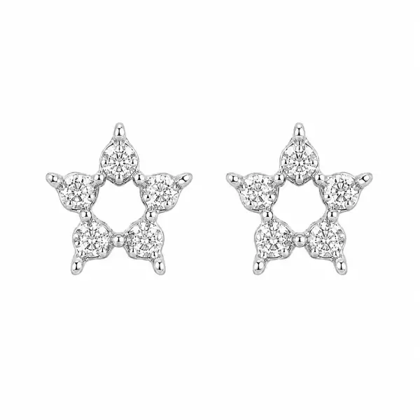 9 karátos gyémánt csillag fülbevaló kéttónusú aranyból