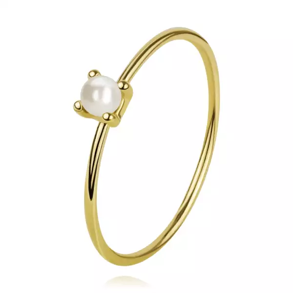 9K arany gyűrű természetes fehér gyönggyel - Nagyság_ 58