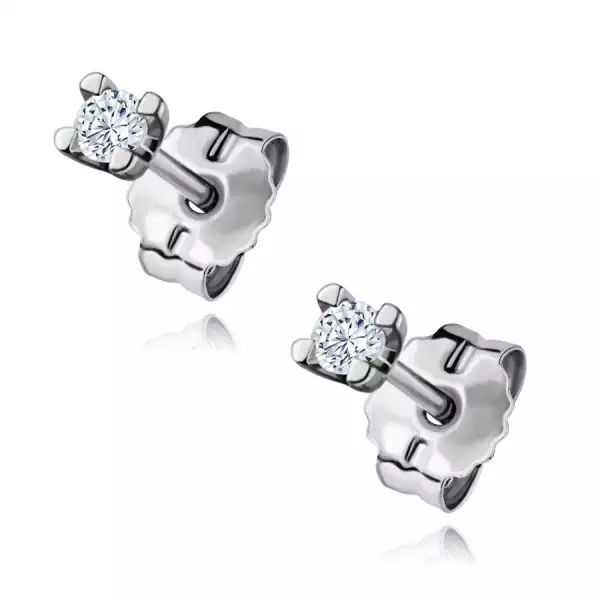 Fehér 9K arany fülbevaló cirkóniával, 1,8 mm