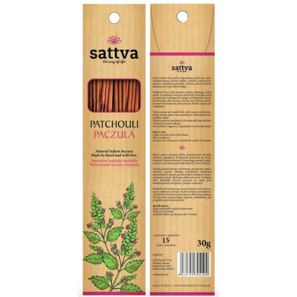 Füstölő, pacsuli 30g - Sattva Ayurveda