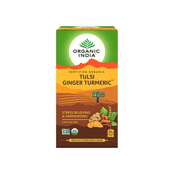 Tulsi TURMERIC GINGER Kurkuma Gyömbér, filteres bio tea, 25 filter - Organic India