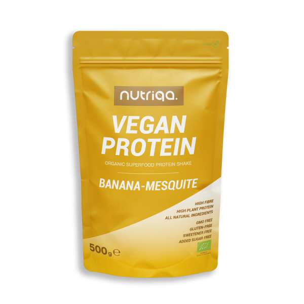 Nutriqa Bio vegán banán–mesquite protein shake – 500 g