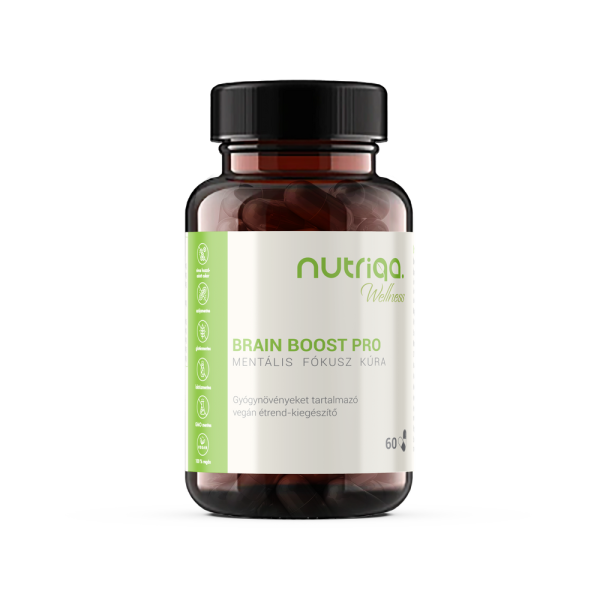 Nutriqa BRAIN BOOST PRO - Mentális Fókusz Kúra 60 db vegán kapszulával