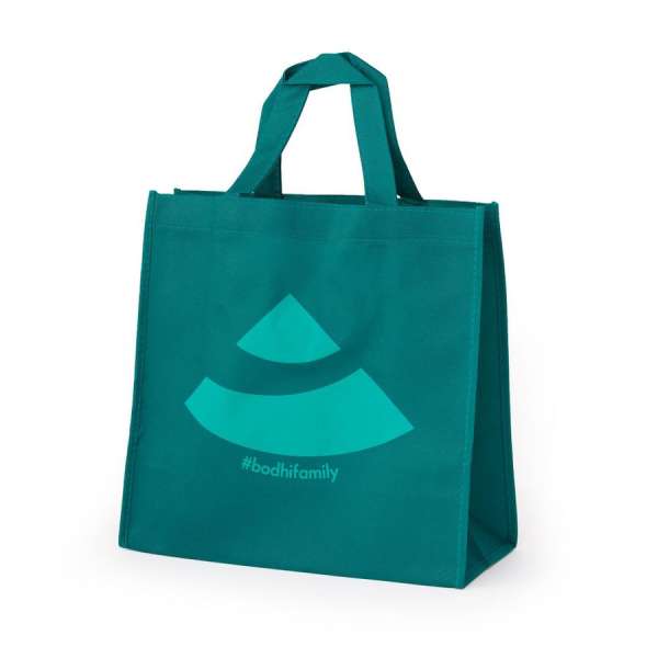 Bodhi kis bevásárlótáska - dark green with logo turquoise