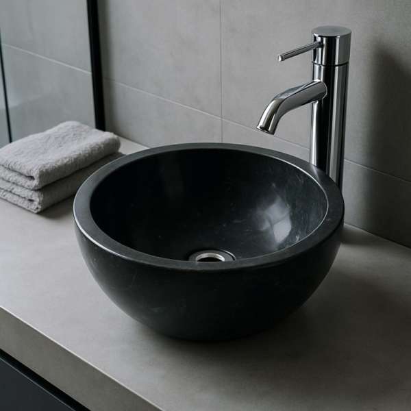 Mosdókagyló márvány GEMMA 501 Black Ø45 cm