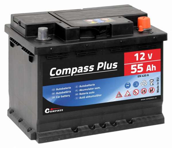 COMPASS Autó akkumulátor PLUS 12V 55Ah 420A