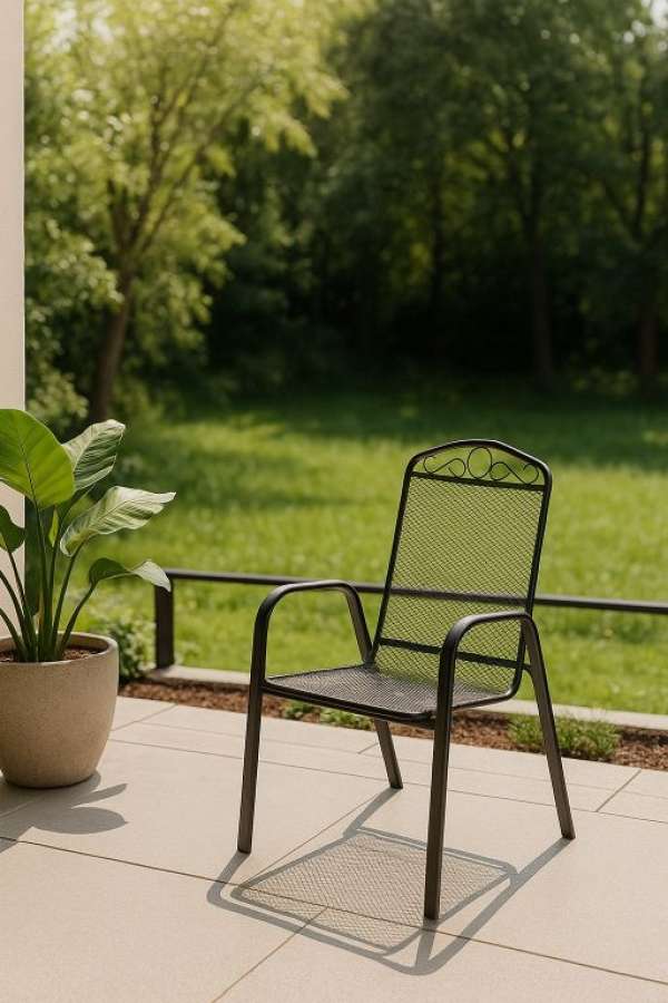 Kerti szék fém rakásolható fekete