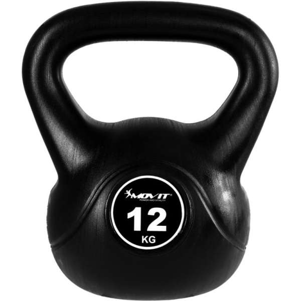 Kettlebell súlyzó MOVIT 12 kg fekete